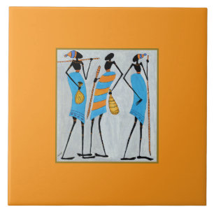Maasai Warriors, Kenia, afrikanische Kunst Fliese