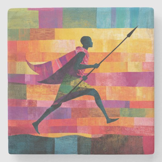 Maasai Warriors Reise Steinuntersetzer (Vorderseite)