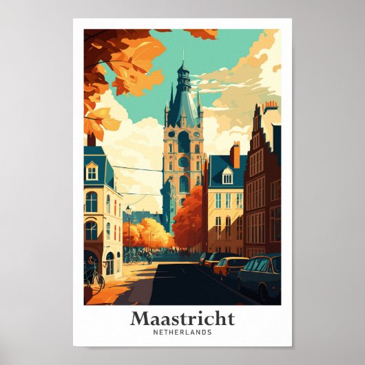 Maastricht Netherlands Vintage Travel Illustration Poster (Vorne)
