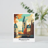 Maastricht Netherlands Vintage Travel Illustration Postkarte (Stehend Vorderseite)
