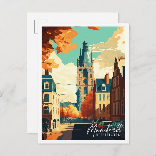 Maastricht Niederlande Vintage Reise Illustration Postkarte (Vorne/Hinten)