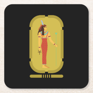 Maat Auf Gold Cartouche Rechteckiger Pappuntersetzer