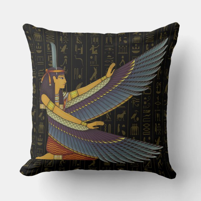 Maat Goddess Throw Kissen (Vorderseite)