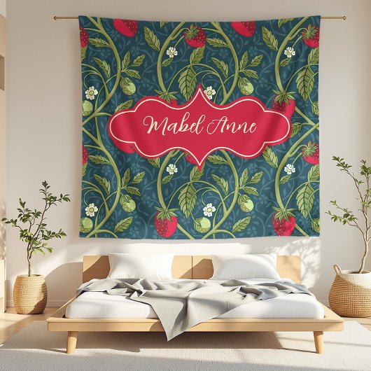 Mabel Anne Dark Blue Strawberry Vine Fleecedecke