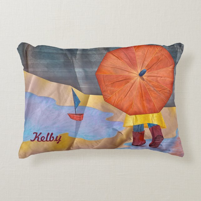 Mabells Tage, spritzend in einer Pfütze Zierkissen (Vorderseite)