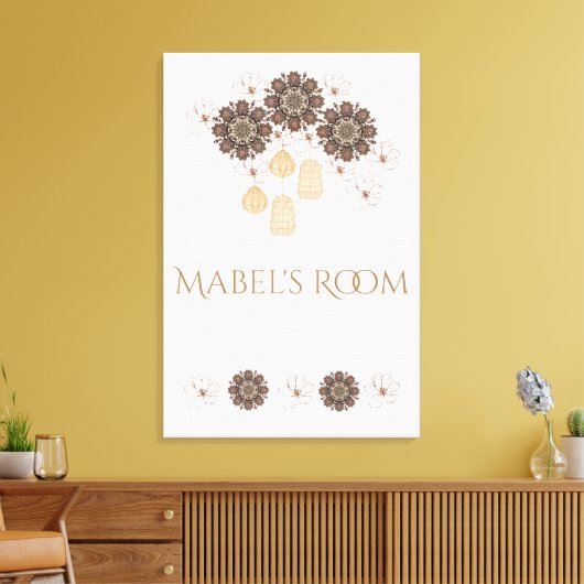 Mabel's Room (Personalisiert) Name Boho Floral Leinwanddruck (Insitu (Wohnzimmer))