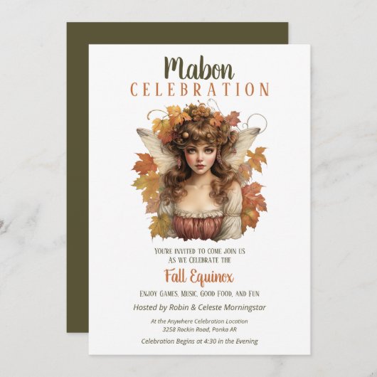 Mabon Harvest Fall Equinox Retro Fairy Einladung (Vorne/Hinten)