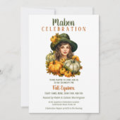 Mabon Harvest Fall Equinox Retro Pumpkin Hexe Einladung (Vorderseite)