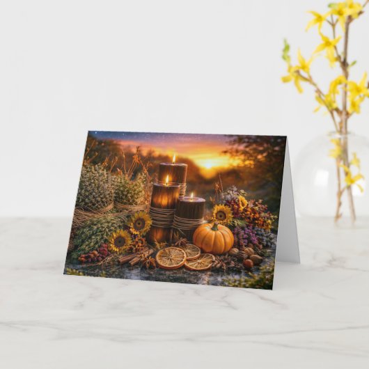 Mabon Herbst- oder Tagundnachtgleiche Kerzen Kräut Karte (Gelbe Blume)