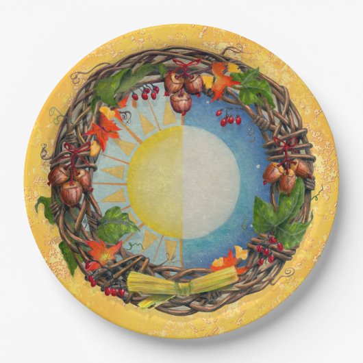 Mabon-Kranz Pappteller (Vorderseite)