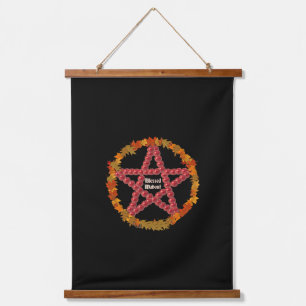 Mabon Pentagramm Wandteppich Mit Holzrahmen