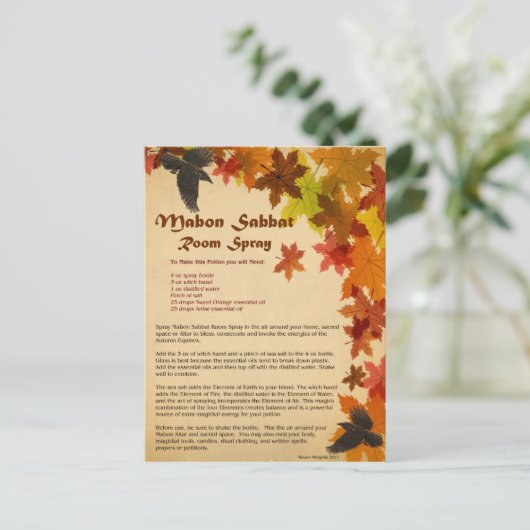 Mabon Room Spray Postcard Postkarte (Stehend Vorderseite)