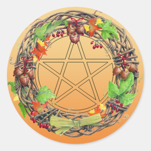 Mabon Wreath Runder Aufkleber (Vorderseite)