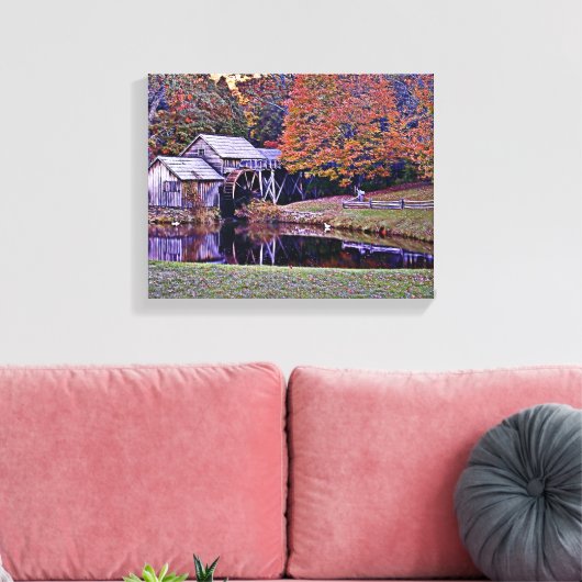 Mabry Mill in Herbst Canvas Print Leinwanddruck (Insitu (Wohnzimmer))