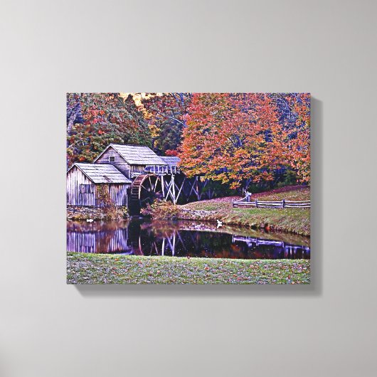 Mabry Mill in Herbst Canvas Print Leinwanddruck (Vorderseite)