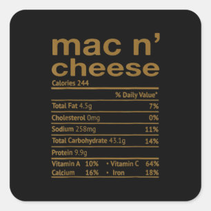 Mac And Cheese Nutrition Facts 2020 Thanksgiving Quadratischer Aufkleber