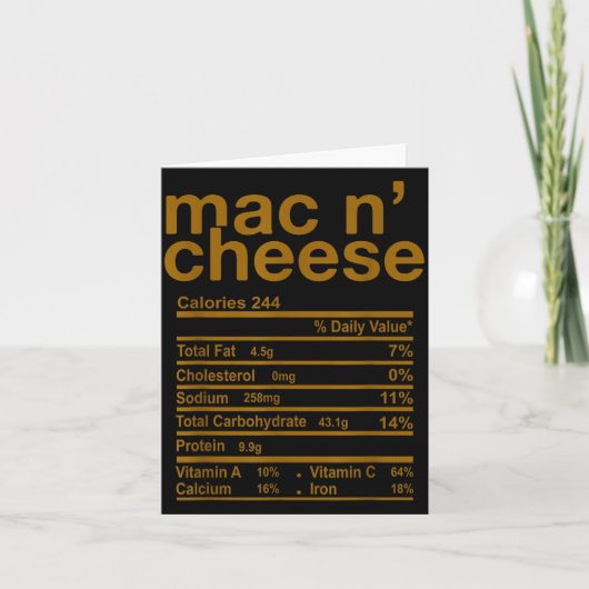 Mac And Cheese Nutrition Facts Funny Thanksgiving Karte (Vorderseite)
