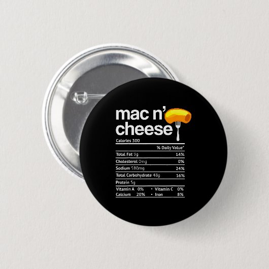 Mac And Cheese Nutrition Funny Thanksgiving Mac N' Button (Vorne & Hinten)