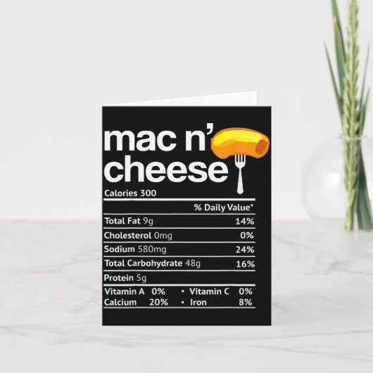 Mac And Cheese Nutrition Funny Thanksgiving Mac N' Karte (Vorderseite)