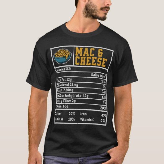 Mac and Cheese Nutrition Label T-Shirt (Vorderseite)