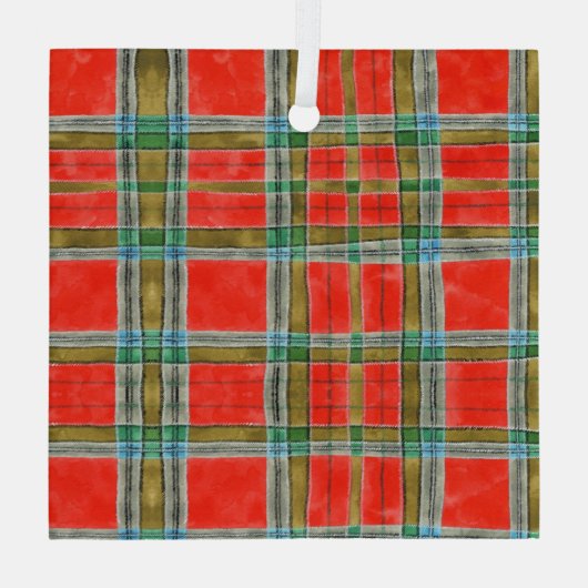 MAC BAIN TARTAN Glas Square Ornament (Rückseite)