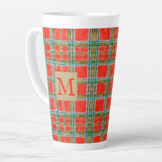 MAC BAIN TARTAN Große Latte-Tasse + Initial Milchtasse (Linke Ecke)