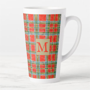 MAC BAIN TARTAN Große Latte-Tasse + Initial Milchtasse