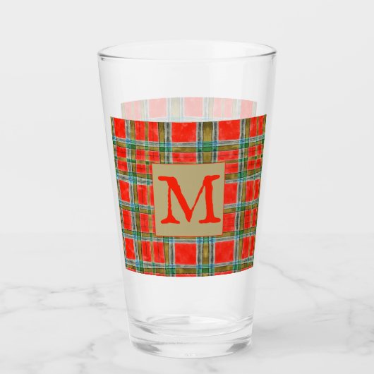 MAC BAIN TARTAN Pint Glass + Initial Glas (Vorderseite)