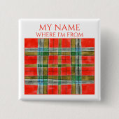 MAC BAIN TARTAN Square Name Tag Button Button (Vorderseite)
