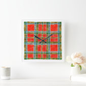 MAC BAIN TARTAN Square Wall Clock Quadratische Wanduhr (Zuhause)