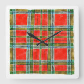 MAC BAIN TARTAN Square Wall Clock Quadratische Wanduhr (Vorderseite)