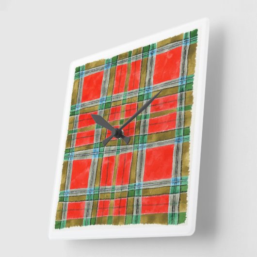 MAC BAIN TARTAN Square Wall Clock Quadratische Wanduhr (Winkel)