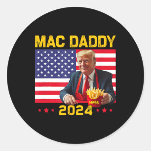 Mac Daddy Funny Trump Making Fries Mega Donald Tru Runder Aufkleber