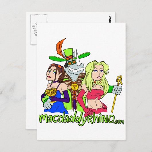 Mac Daddy Rhino Postkarte (Vorne/Hinten)