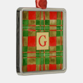 MAC GREGOR TARTAN Glas Square Ornament + Initial Aus Metall (Rechts)