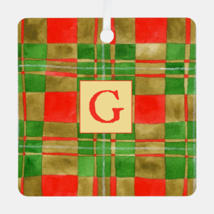 MAC GREGOR TARTAN Metal Square Ornament + Initial Aus Metall