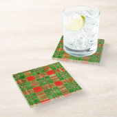 MAC GREGOR TARTAN Square Glass Untersetzer (Schrägansicht)