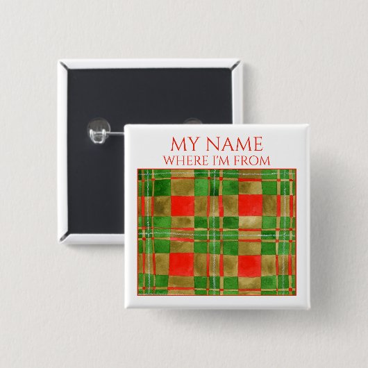 MAC GREGOR TARTAN Square Name Tag Button Button (Vorne & Hinten)