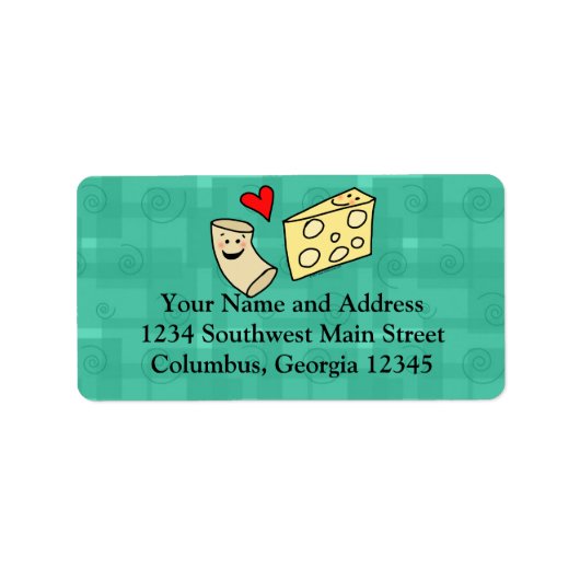 Mac-Lieben Käse, Niedliche Funny Macaroni + Käse Adressaufkleber (Vorne)