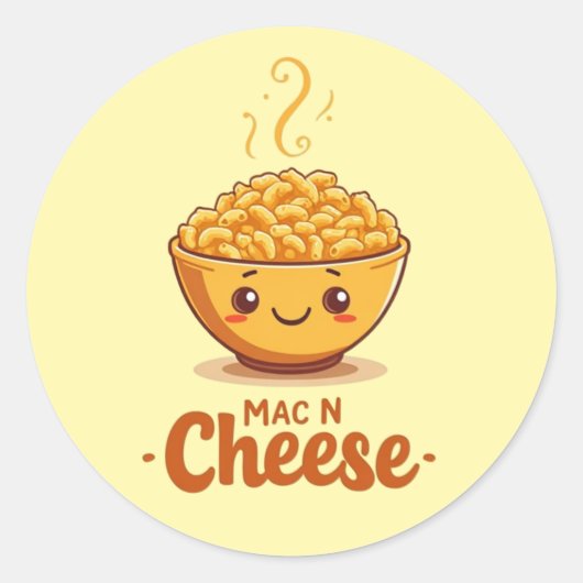 Mac N Cheese Süße Schüssel Runder Aufkleber (Vorderseite)