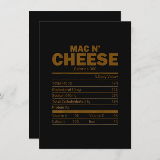 Mac N Käse Nutrition Facts Family Matching Einladung (Vorne/Hinten)