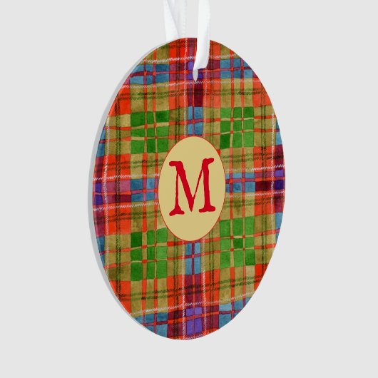 MAC RAE TARTAN AkrylCircle Ornament + Initial (Vorderseite)