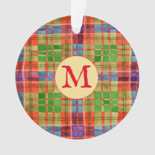 MAC RAE TARTAN AkrylCircle Ornament + Initial