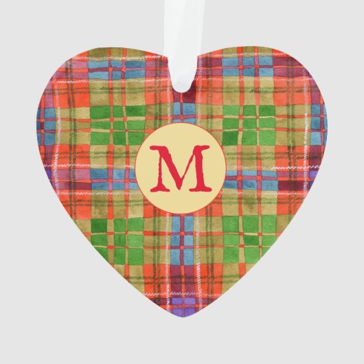 MAC RAE TARTAN Akryllische Herzverzierung + Initia Ornament (Rückseite)