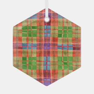 MAC RAE TARTAN Glas-Sechseck-Anhänger Ornament Aus Glas