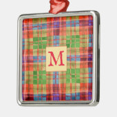 MAC RAE TARTAN Glas Square Ornament + Initial Aus Metall (Links)