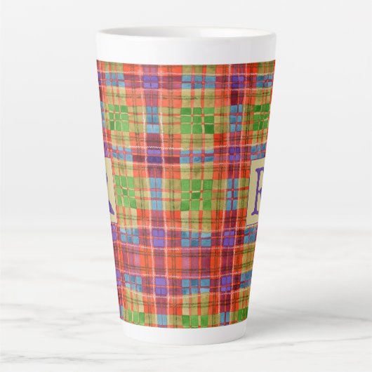 MAC RAE TARTAN Große Latte Tasse + Text (Vorderseite)