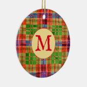 MAC RAE TARTAN Keramik Circle Ornament + Initial (Rechts)