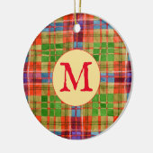 MAC RAE TARTAN Keramik Circle Ornament + Initial (Links)