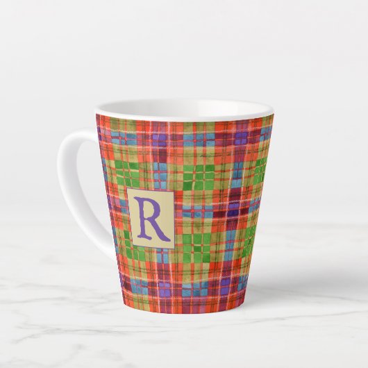 MAC RAE TARTAN Latte Tasse + Text (Linke Ecke)